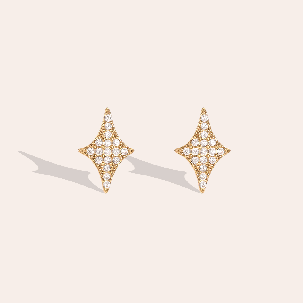 13mm Blink Star Zirconia Stainless Steel Earrings