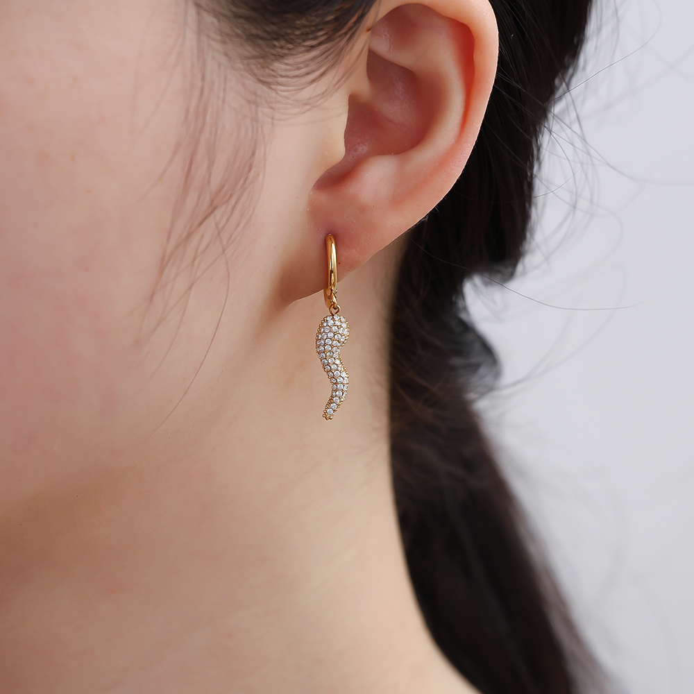 Stainless steel earrings 32mm Diamond Pepper