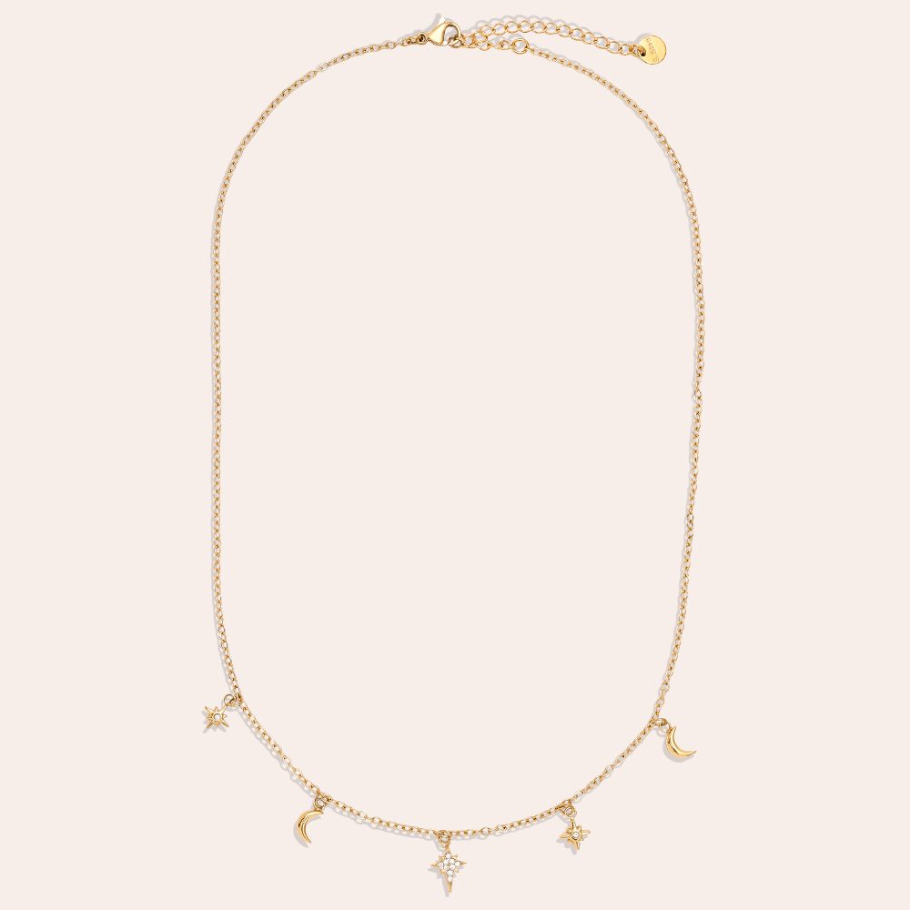 40cm Moon And Star Charms stainless steel necklace      