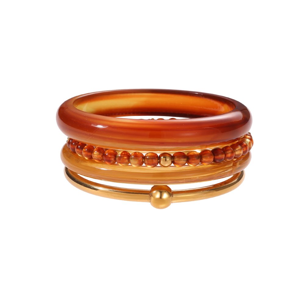 Stainless steel bangle set 6.5cm width 4 pieces acrylic 