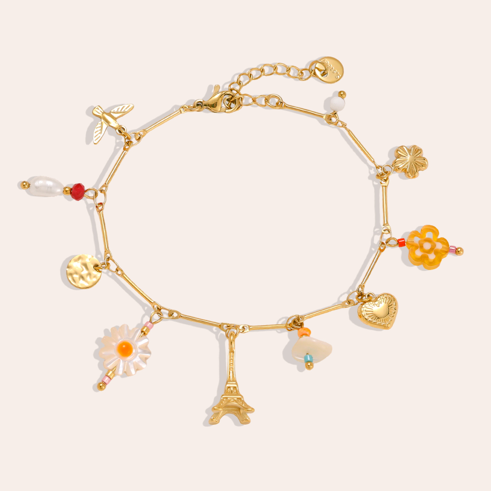 17cm tower flower and heart stainless steel bracelet    