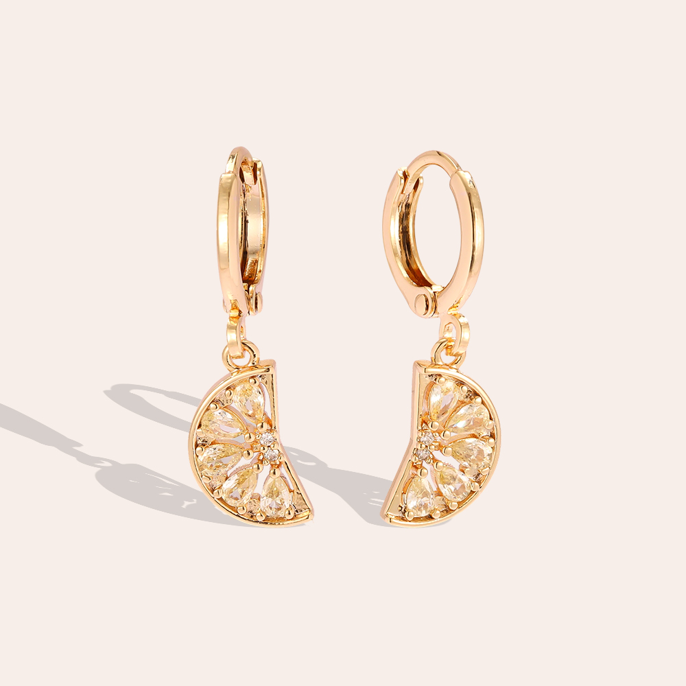 Gold-plated earrings 27mm zirconia watermelon