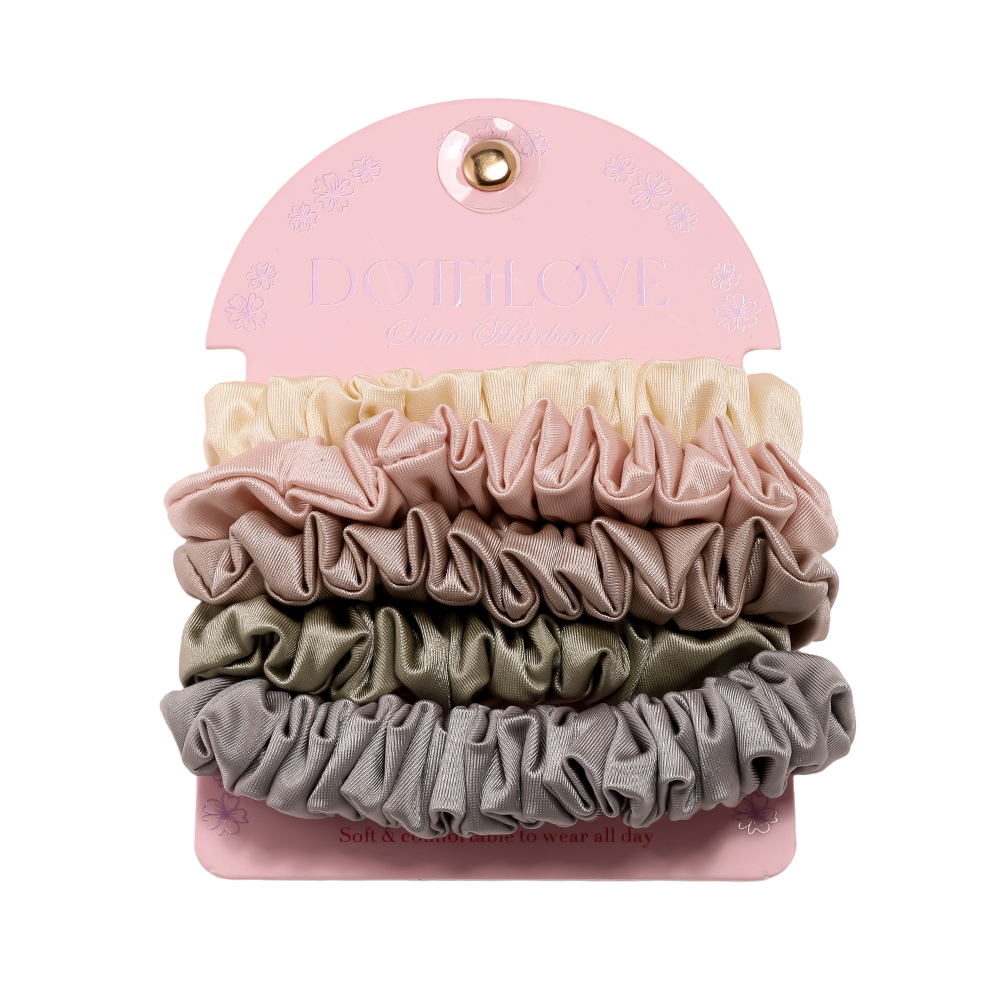 5 pcs. Large satin scrunchie set