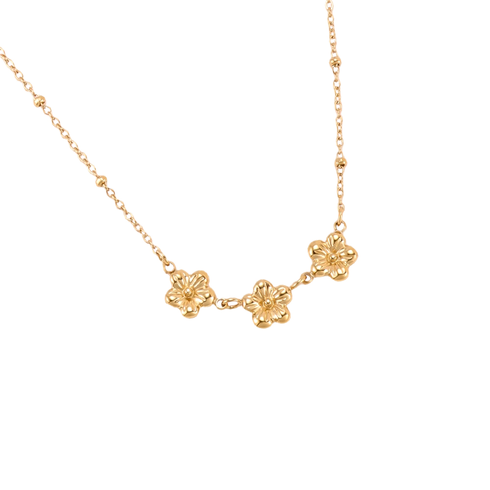 42cm mini stainless steel flower necklace