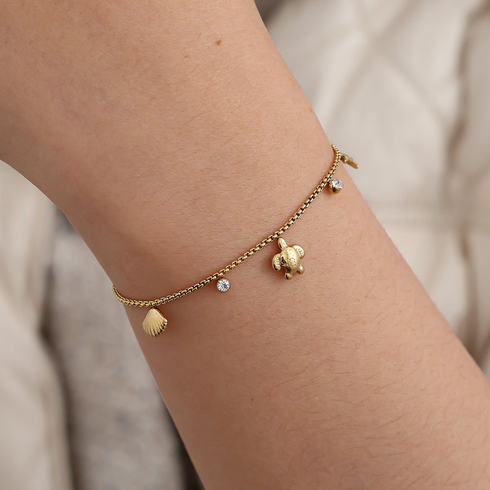 17cm Mini Sea Life And Diamond stainless steel bracelet 