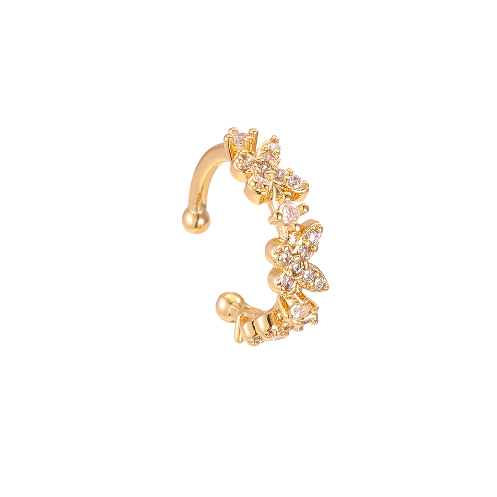 Gold-plated ear cuffs 15mm small zirconia butterfly