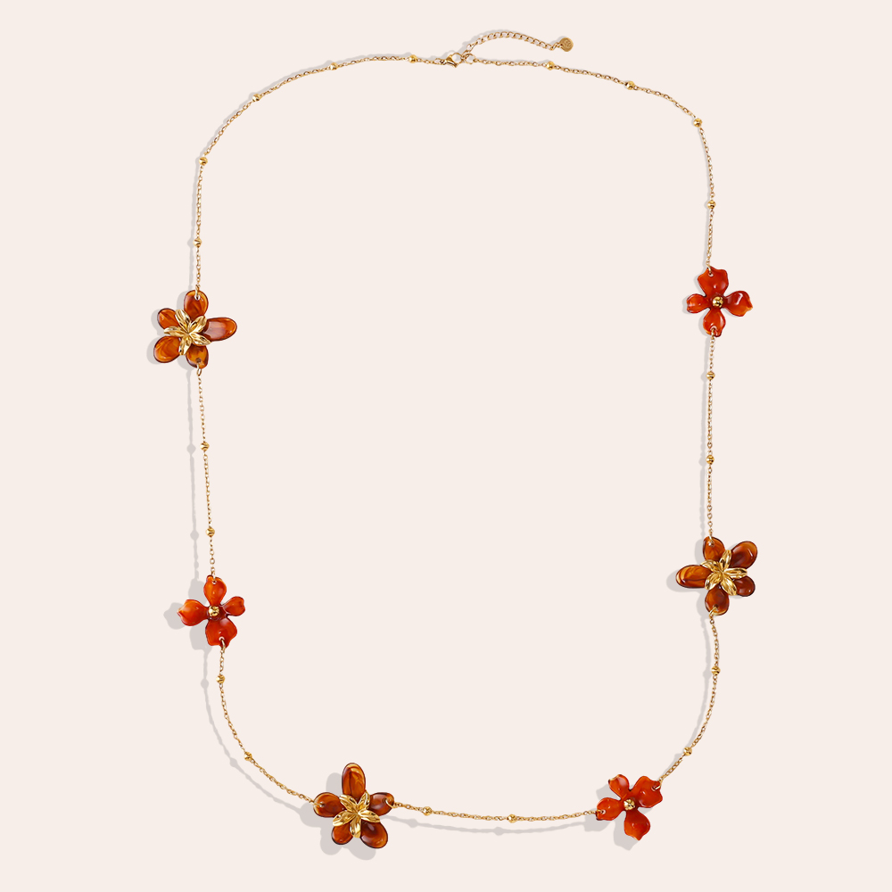 94cm acrylic flower stainless steel necklace      