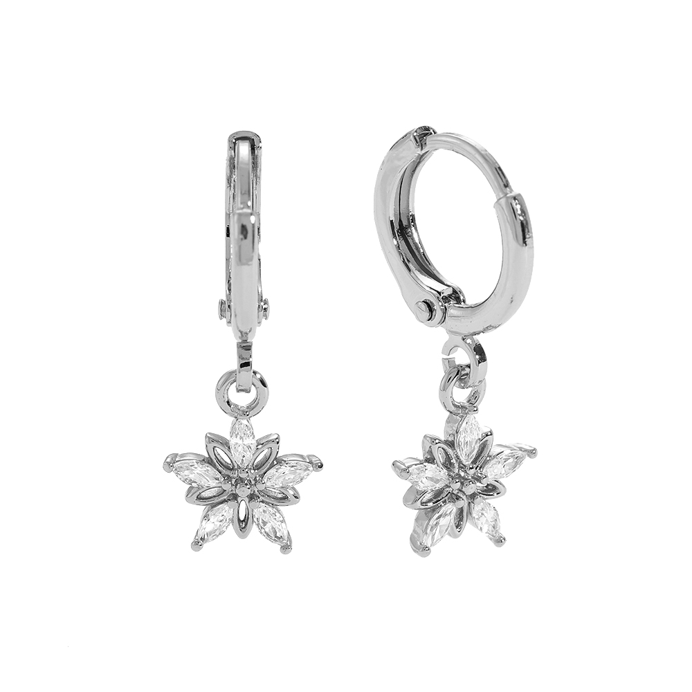 Gold-plated Diamond And Hollow Flower earrings