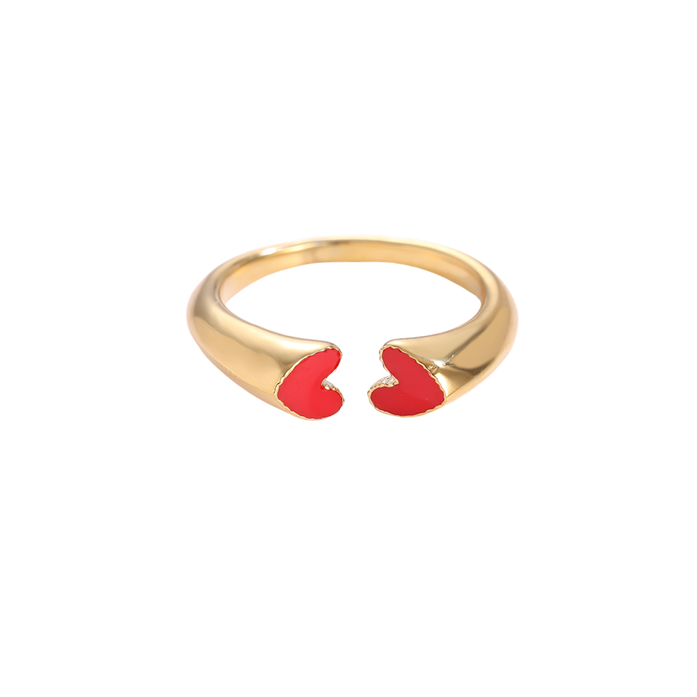Two Red Hearts stainless steel ring    