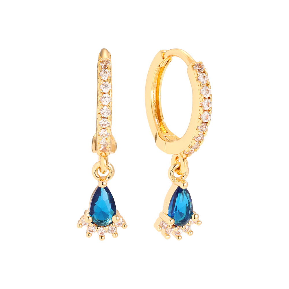 2.4cm Nice Blue Diamonds Gold-plated Earrings     