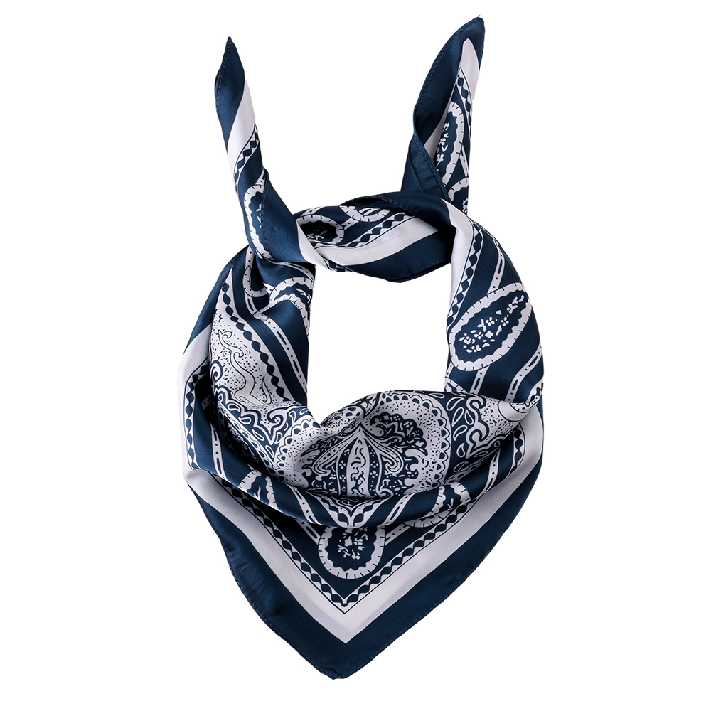 68*68cm Blue-grey paisley pattern scarf