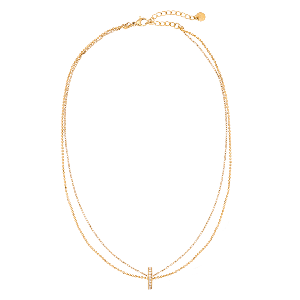 40cm Mini Diamond Ring Stainless Steel Necklace  