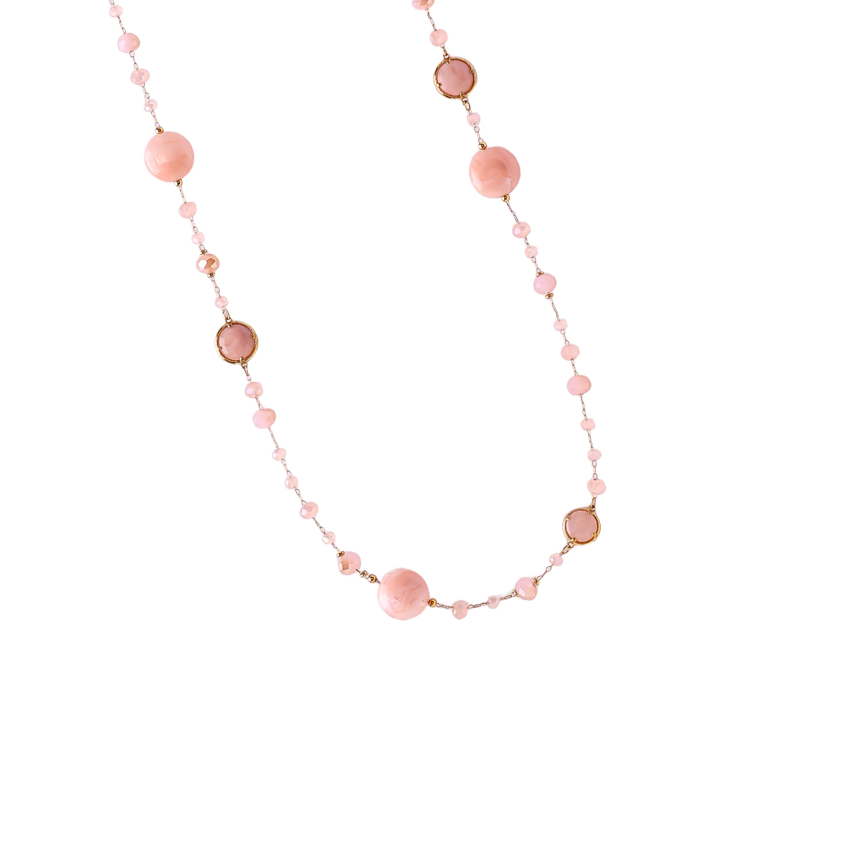 96cm resin crystals stainless steel necklace