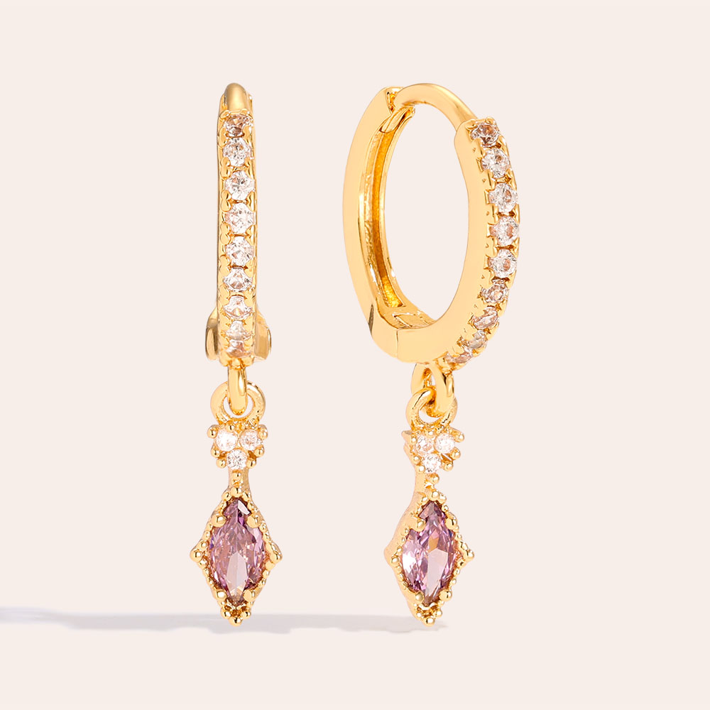 2.5cm Violet Diamond Gold-Plated Earrings       2.5cm Violet Diamond Gold-Plated Earrings