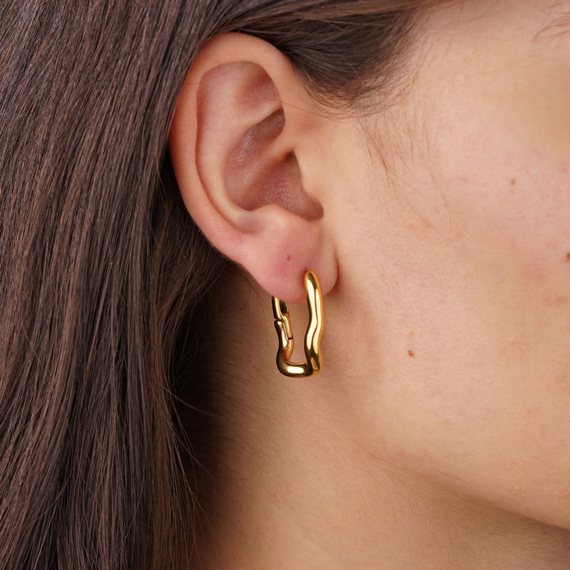 Stainless steel earrings Molten Chain Link