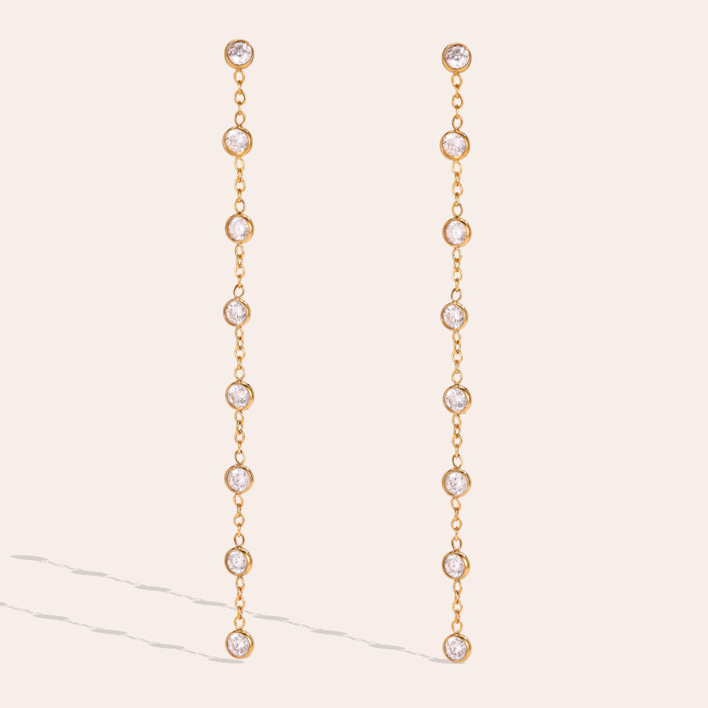 Stainless steel earrings, 80 × 4 mm, long pendant