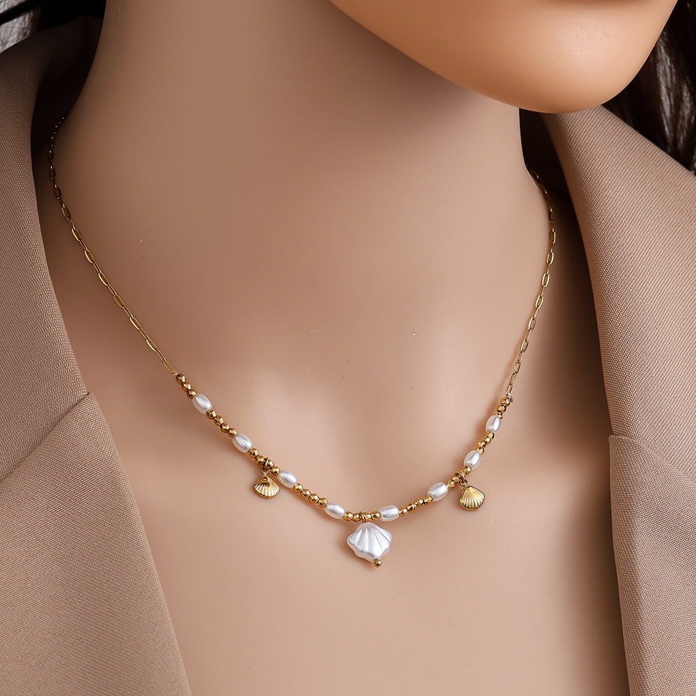 40cm Pearly Shell stainless steel necklace