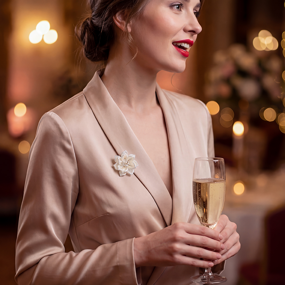 45mm flower decorative button brooch