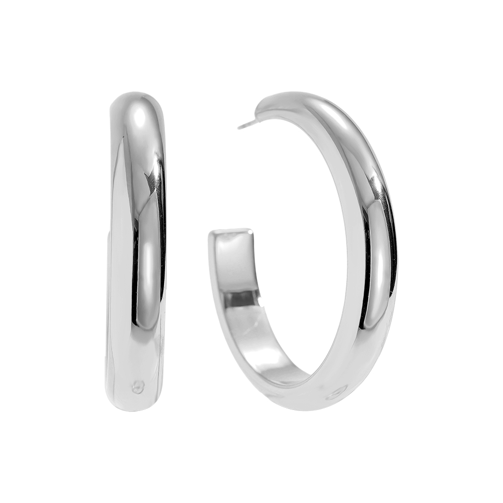 4cm casual half hoop stainless steel earrings     