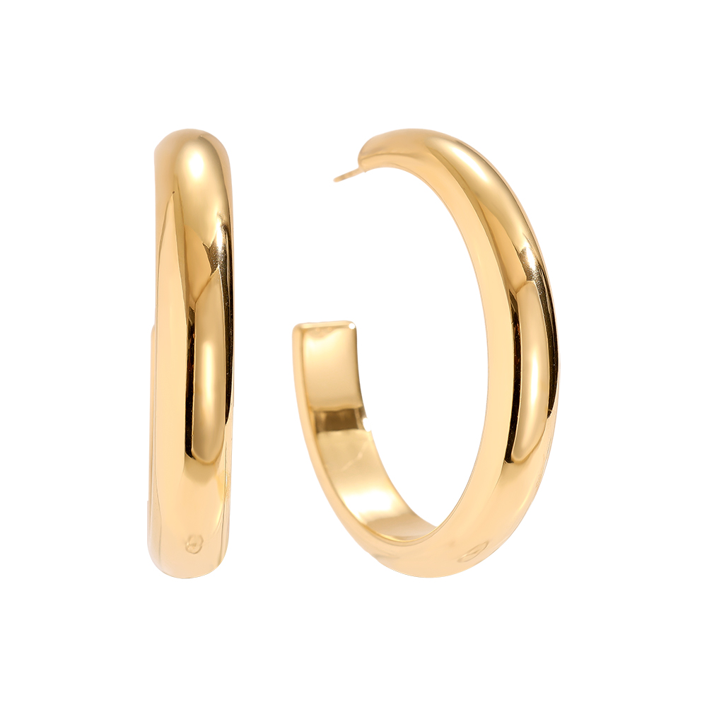 4cm casual half hoop stainless steel earrings     