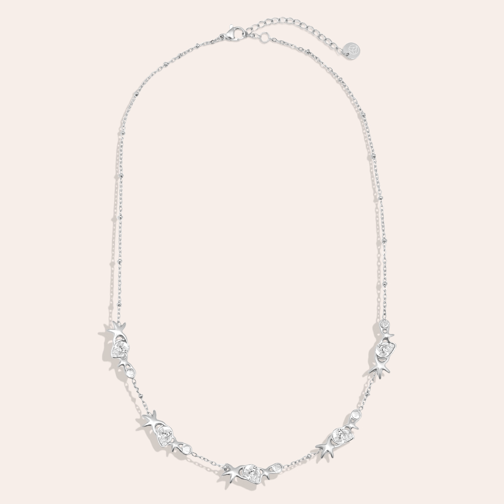 42cm starfish drop rhinestone stainless steel necklace