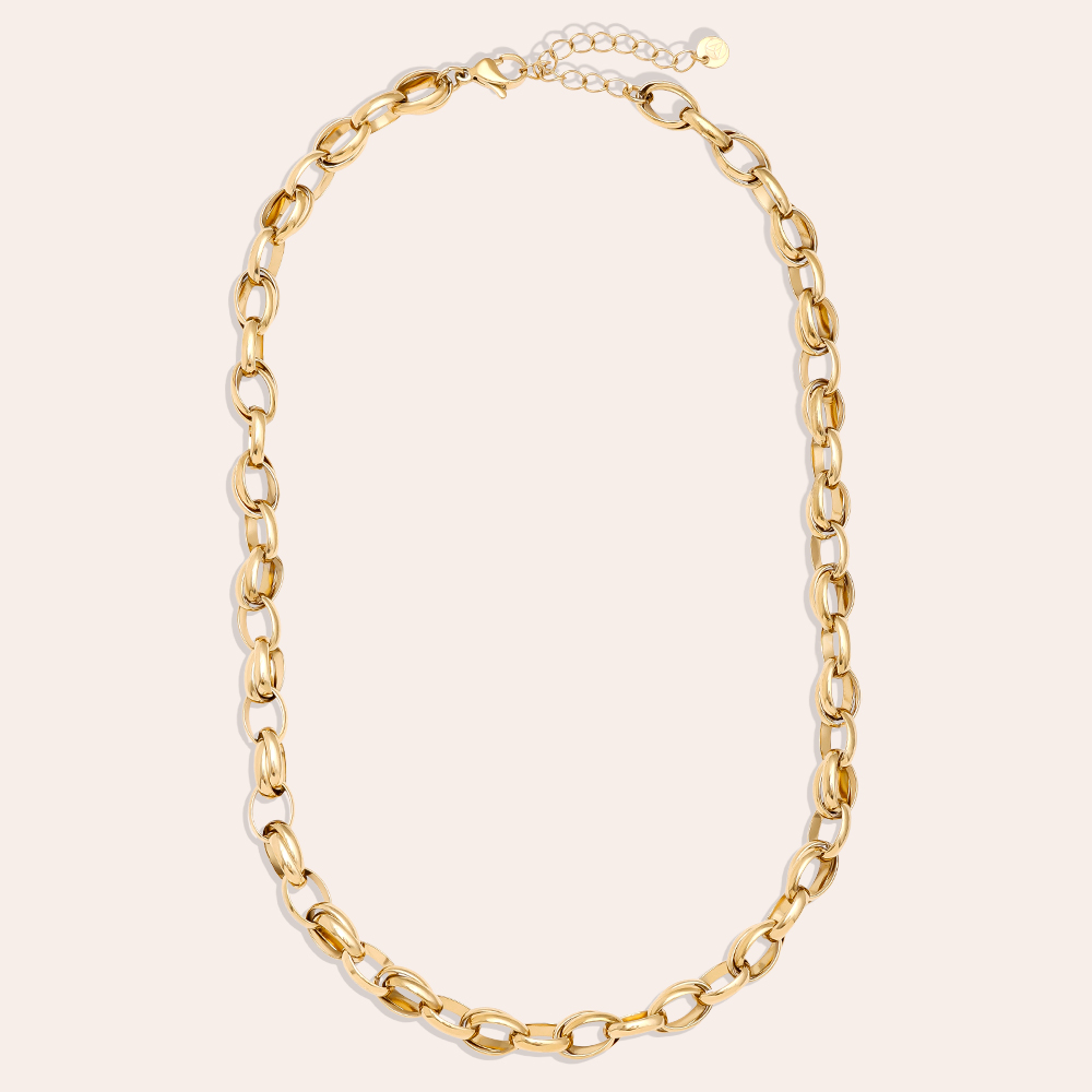 42cm oval link chain stainless steel necklace  