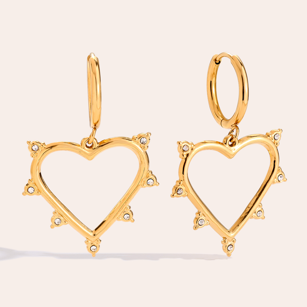 Stainless steel earrings 40mm Mini Diamond Around Heart