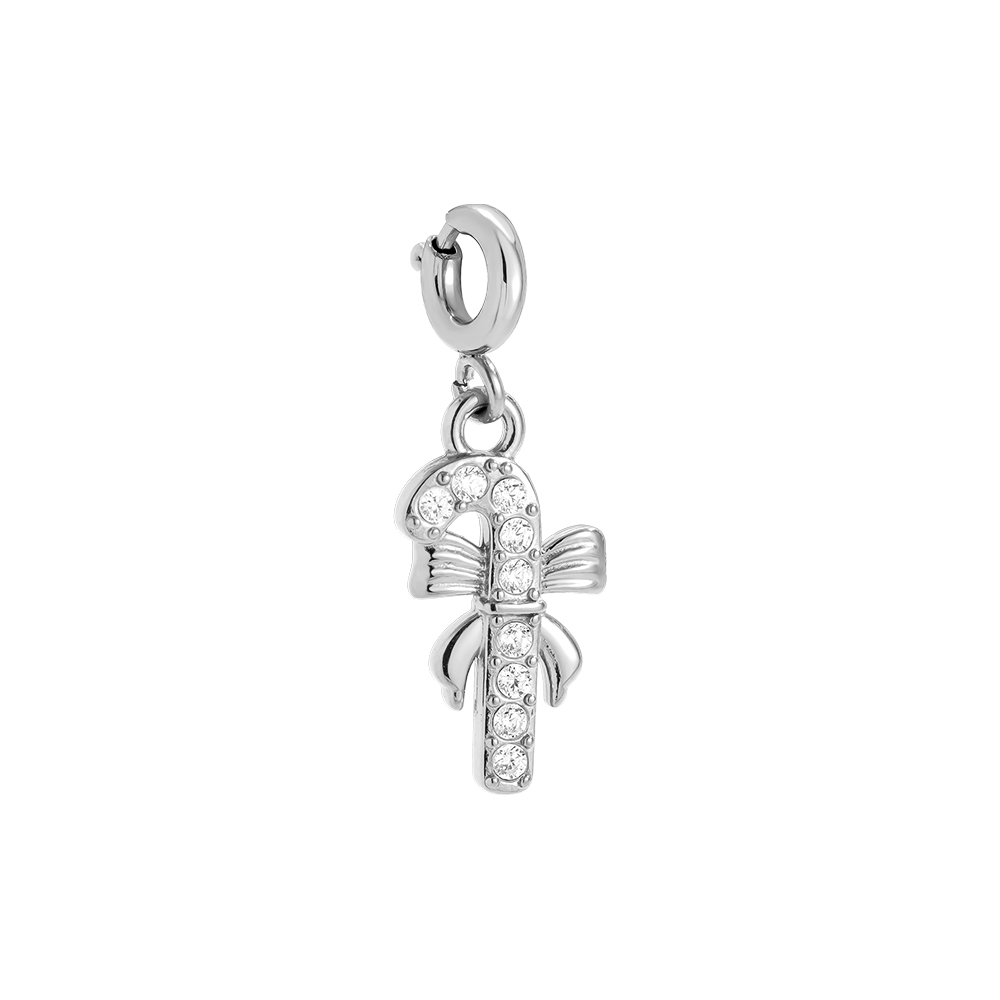 1.7cm Spring Clasp Diamond Cane Stainless Steel Pendant  