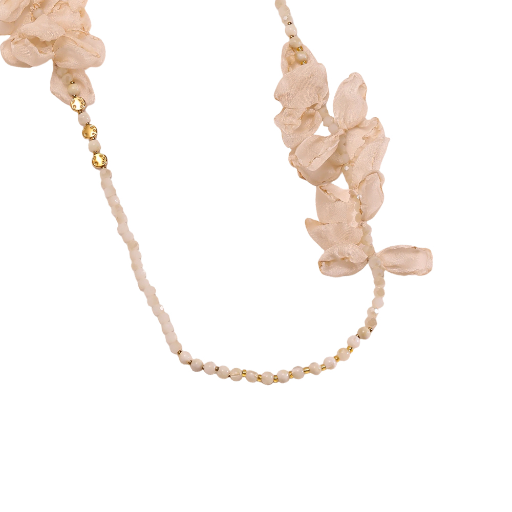 90cm crystal necklace with petals Stainless steel necklace        