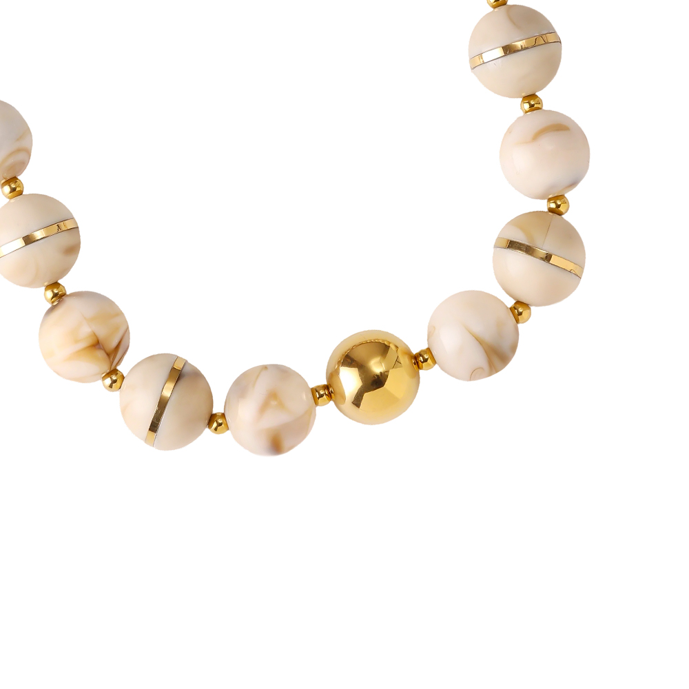 48cm round acrylic bead chain stainless steel necklace    