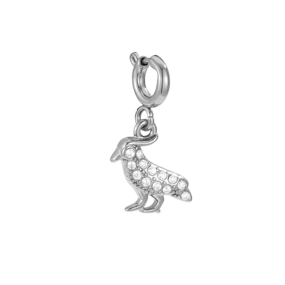 19mm zirconia bird with spring clasp stainless steel pendant copy