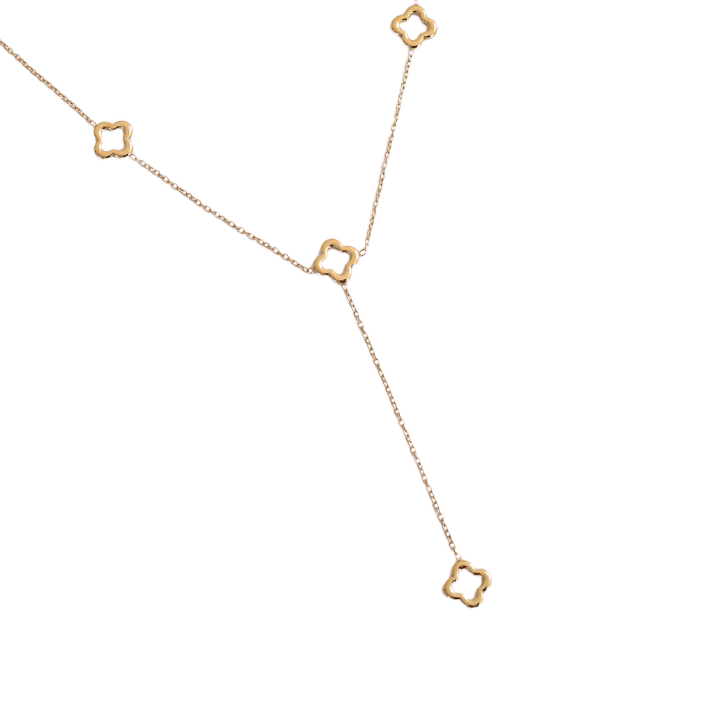 64cm cloverleaf stainless steel necklace