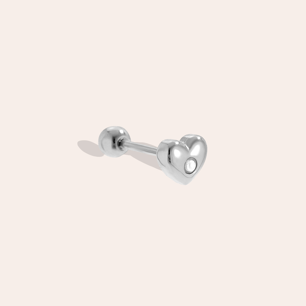 4mm Diamond In Heart stainless steel piercing    