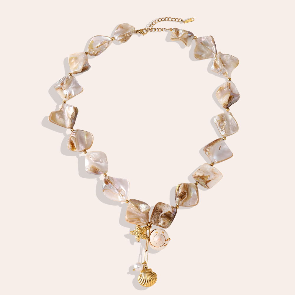 44cm shell ocean style stainless steel necklace   