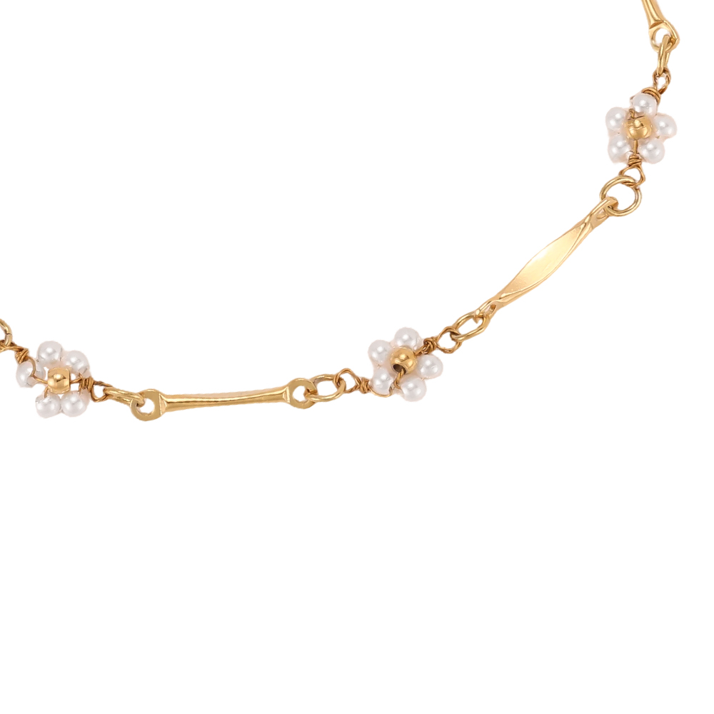 15cm pearl flower stainless steel bracelet 