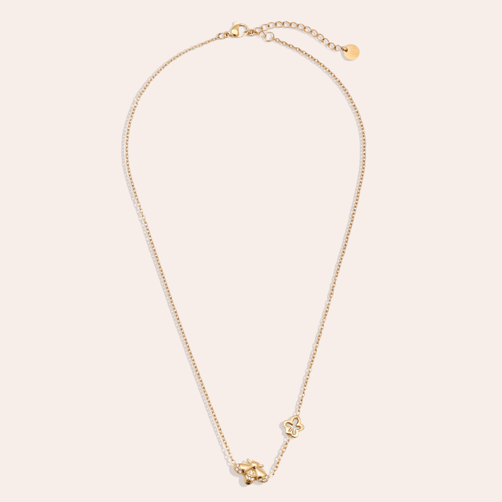 40cm rhinestone bee stainless steel necklace