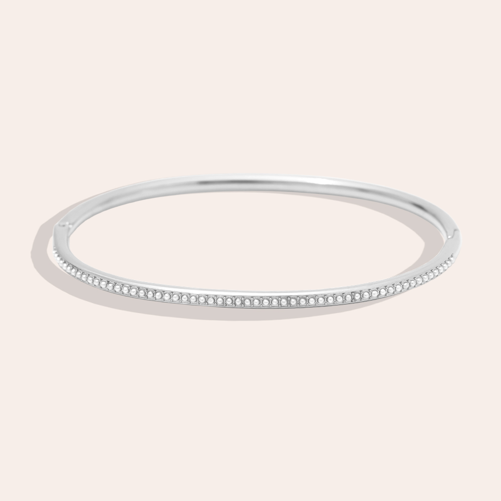 6.5cm Diameter Casual Pearl Stainless Steel Bangle      