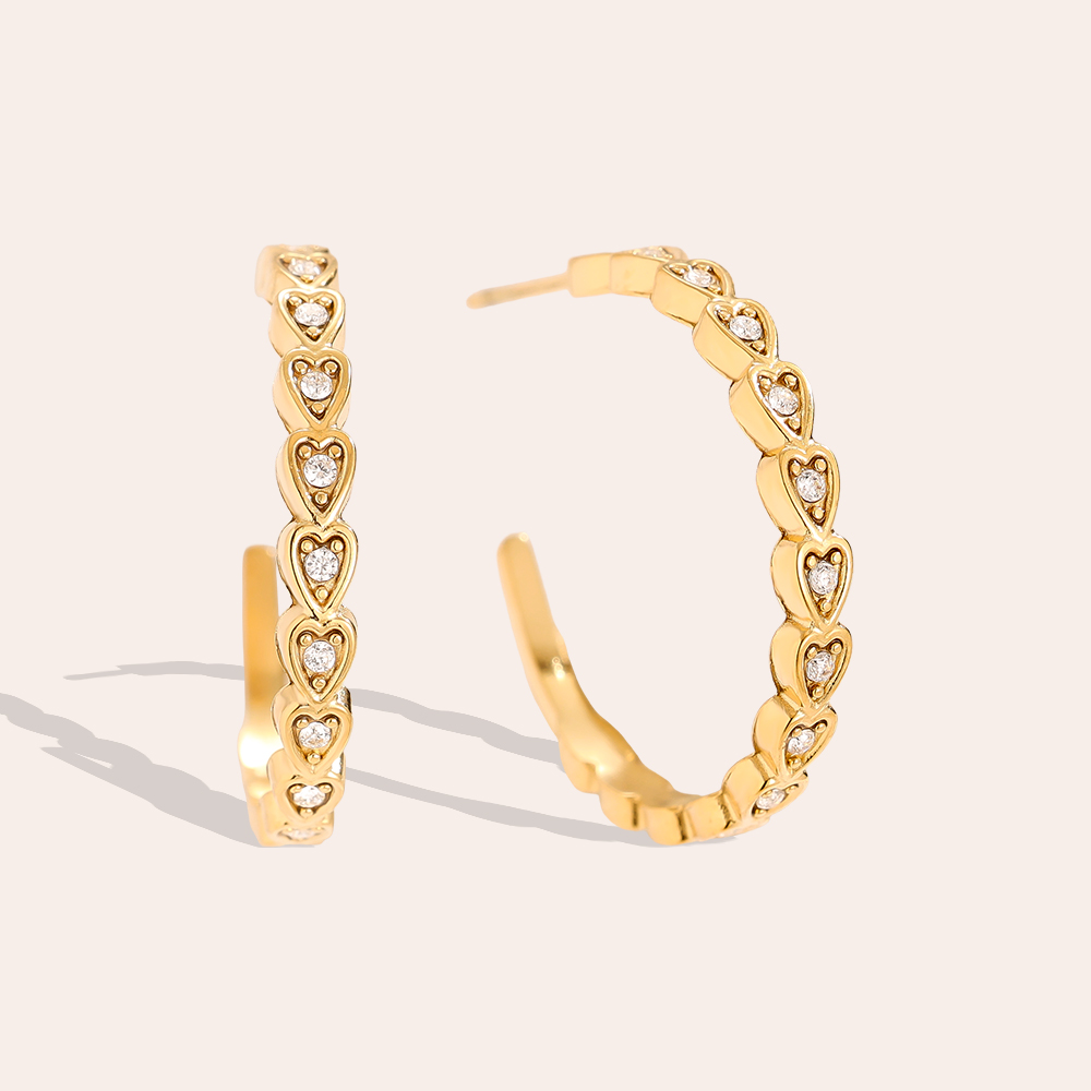 2.2cm Mini Hearts Hoop Stainless Steel Earrings        