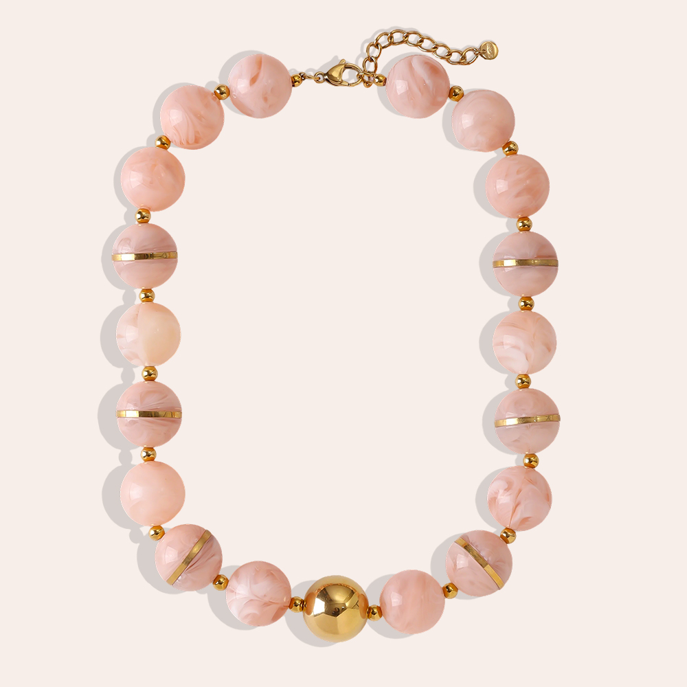 48cm round acrylic bead chain stainless steel necklace    