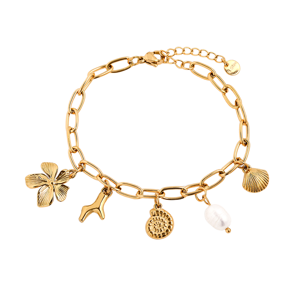 17cm Pearl Shell stainless steel bracelet
