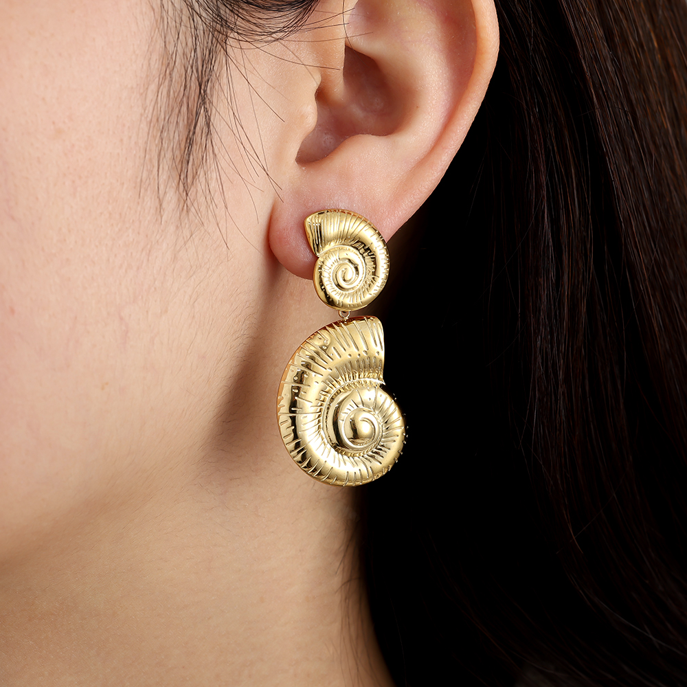23*44mm Nice Conch stainless steel earrings
