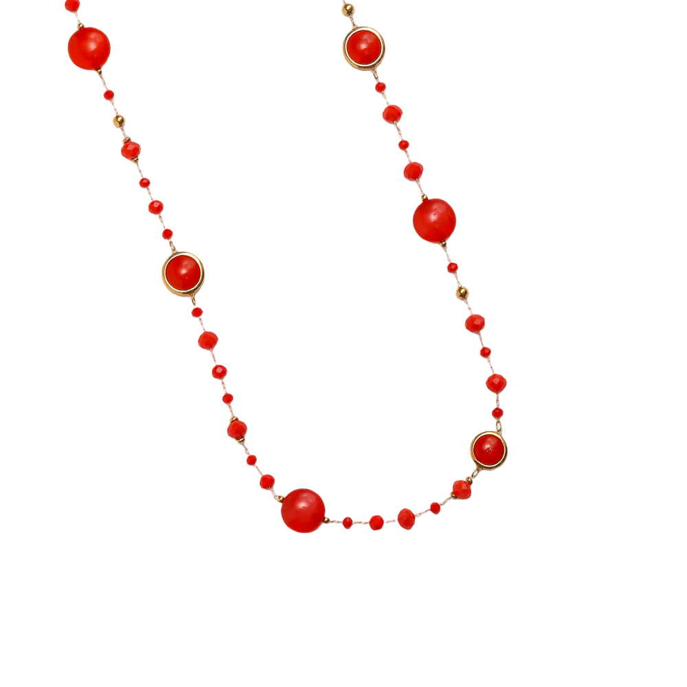 96cm resin crystals stainless steel necklace