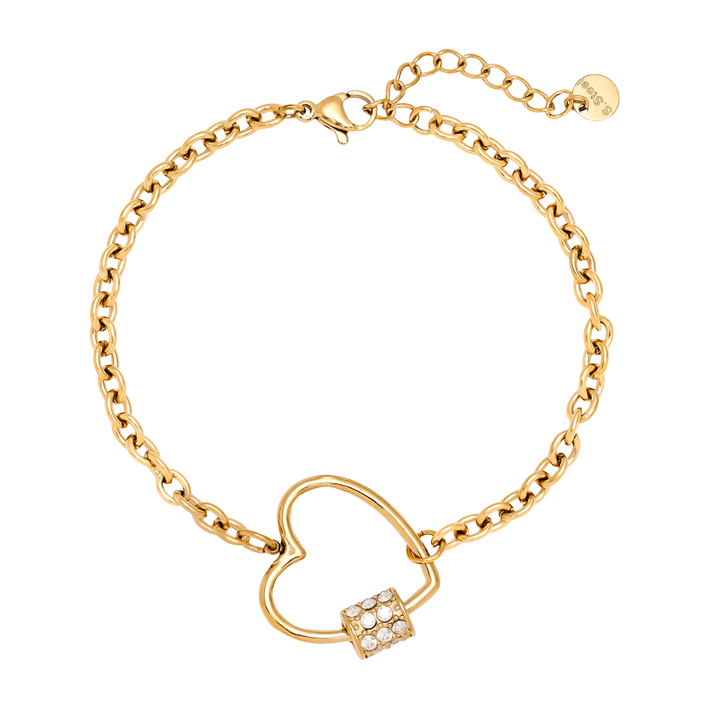 16cm Heart And Diamond Deco stainless steel bracelet     16cm Heart And Diamond Deco stainless steel bracelet