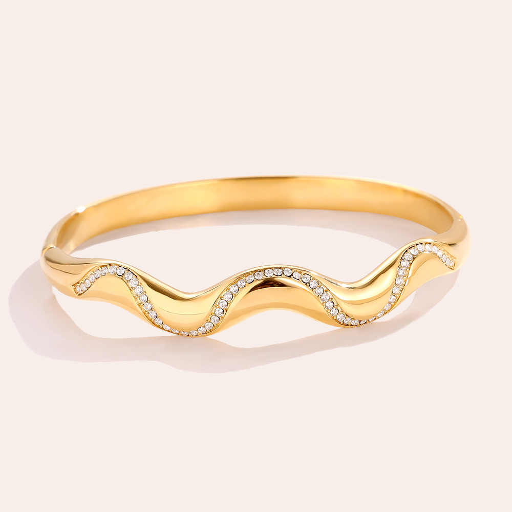 6cm Nice Diamond Wave stainless steel bangle  
