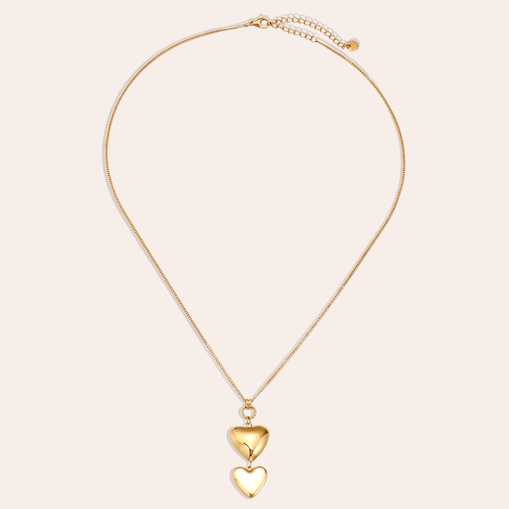 Stainless steel necklace 50cm Two Hearts