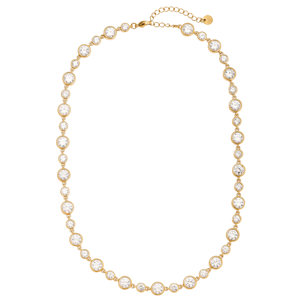 40cm Fancy Round Diamond Chain Stainless Steel Necklace 