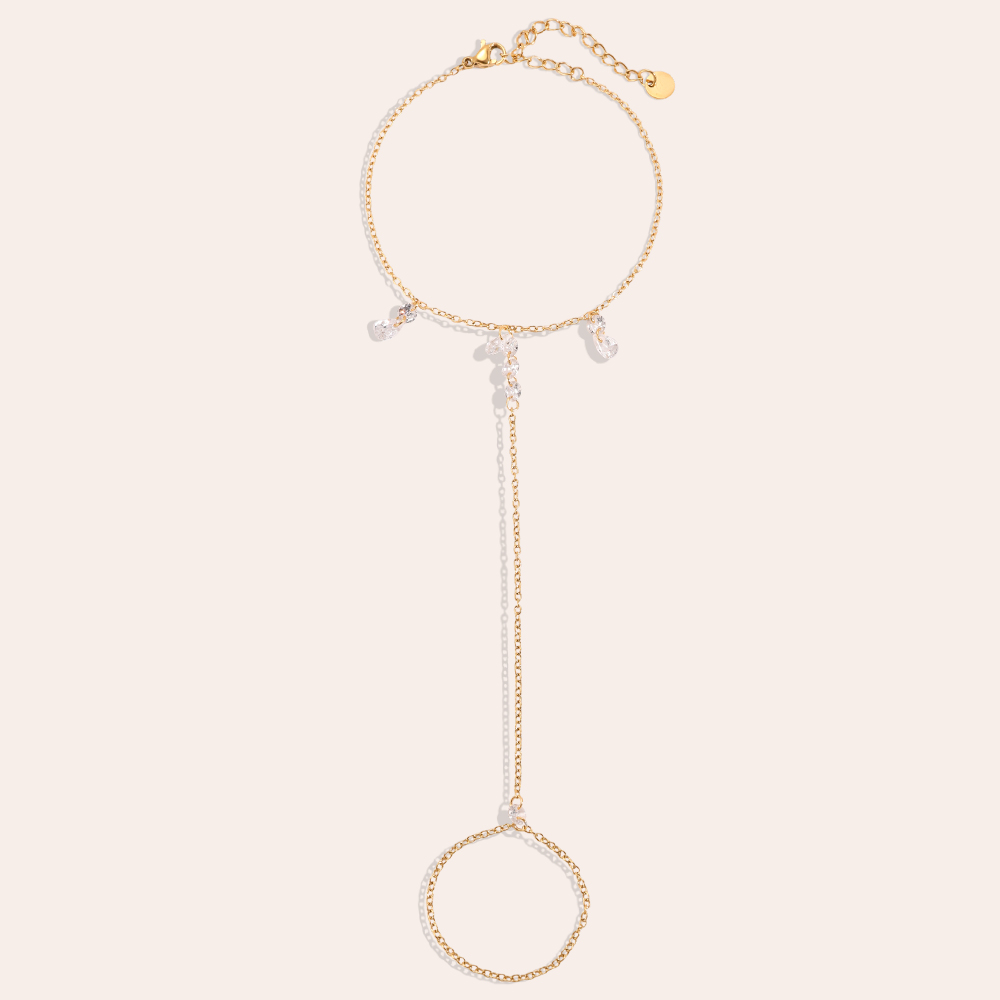 17cm Beautiful zirconia hand chain stainless steel bracelet     