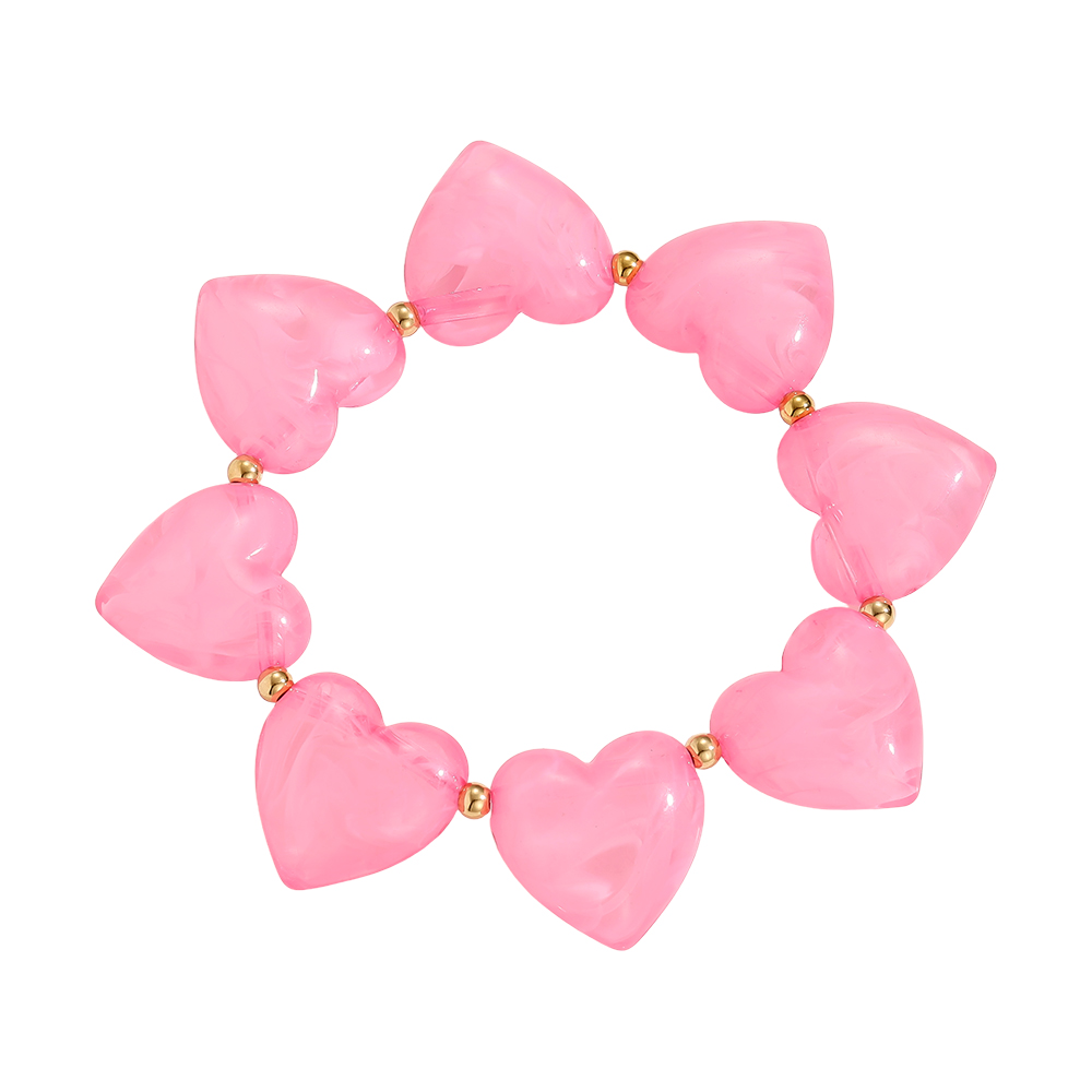 20cm Acrylic Hearts stainless steel bracelet    