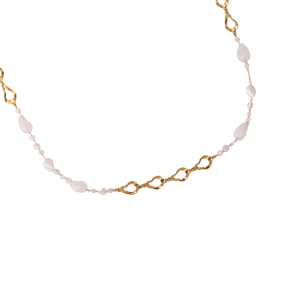 97cm resin drop and gold drop stainless steel necklace     