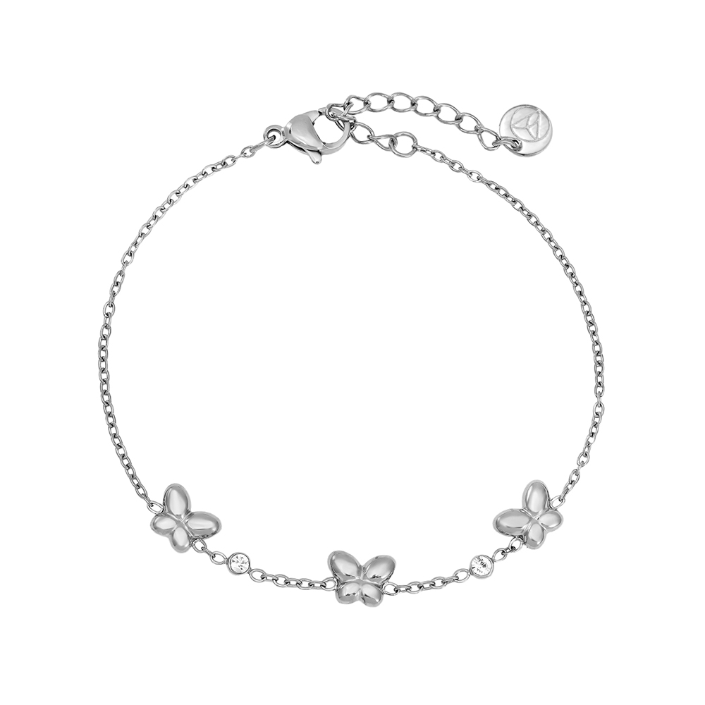 17cm Butterfly And Diamond Dots Stainless Steel Bracelet  